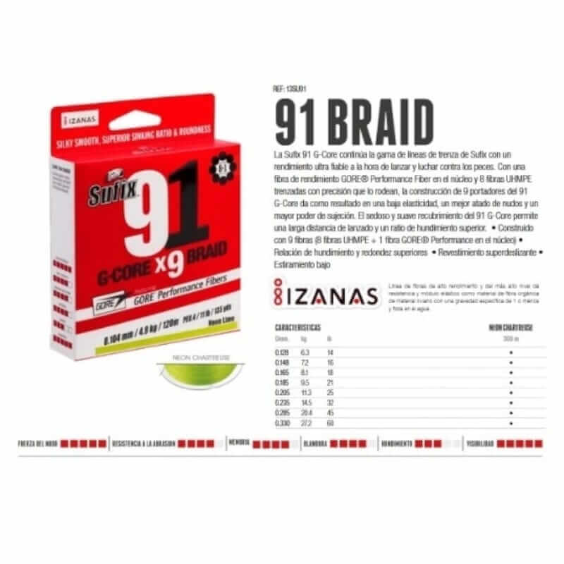 MULTIFILAMENTO SUFIX 91 G-GORE X9 BRAID 300M